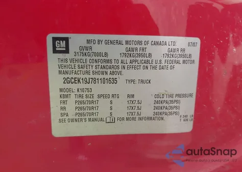 2008 Chevrolet Silverado 1500 Lt1 from USA, damaged, VIN 2GCEK19J781101635
